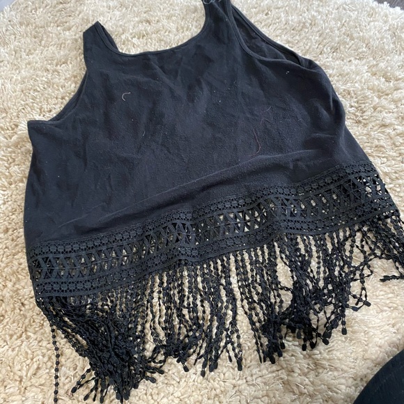 Velvet tank top with fringe - Picture 2 of 2